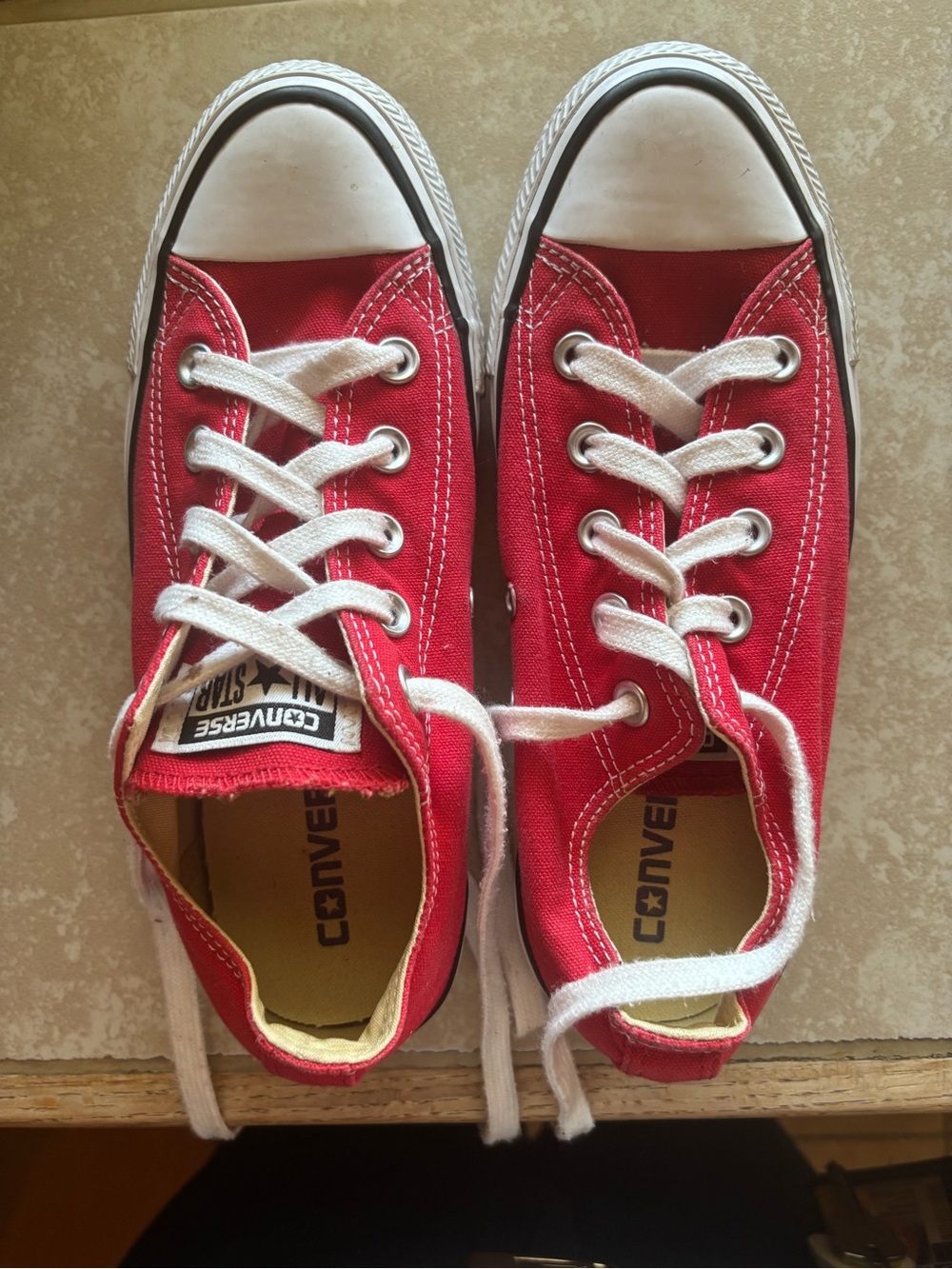 Converse Red Canvas Low-Top Sneakers with White Details